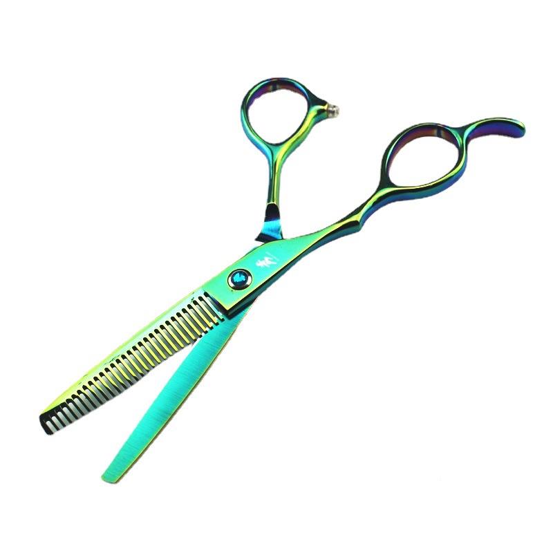 6.0神行者剪绿色手剪平左剪直剪牙寸打薄剪左撇子剪刀