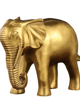 精工黄铜对象摆件开业家居礼品黄铜光身光面大象吸水象厂家