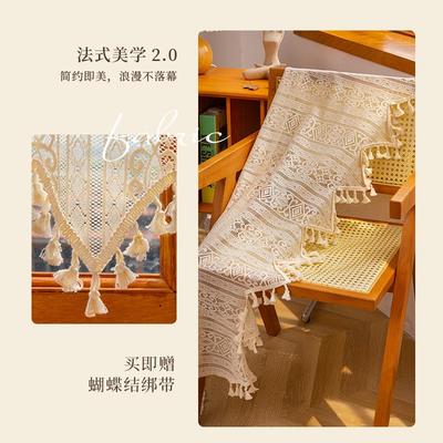 美式高级感门帘厨房窗户遮挡半帘阳台半截窗帘棉线编织流苏隔断帘