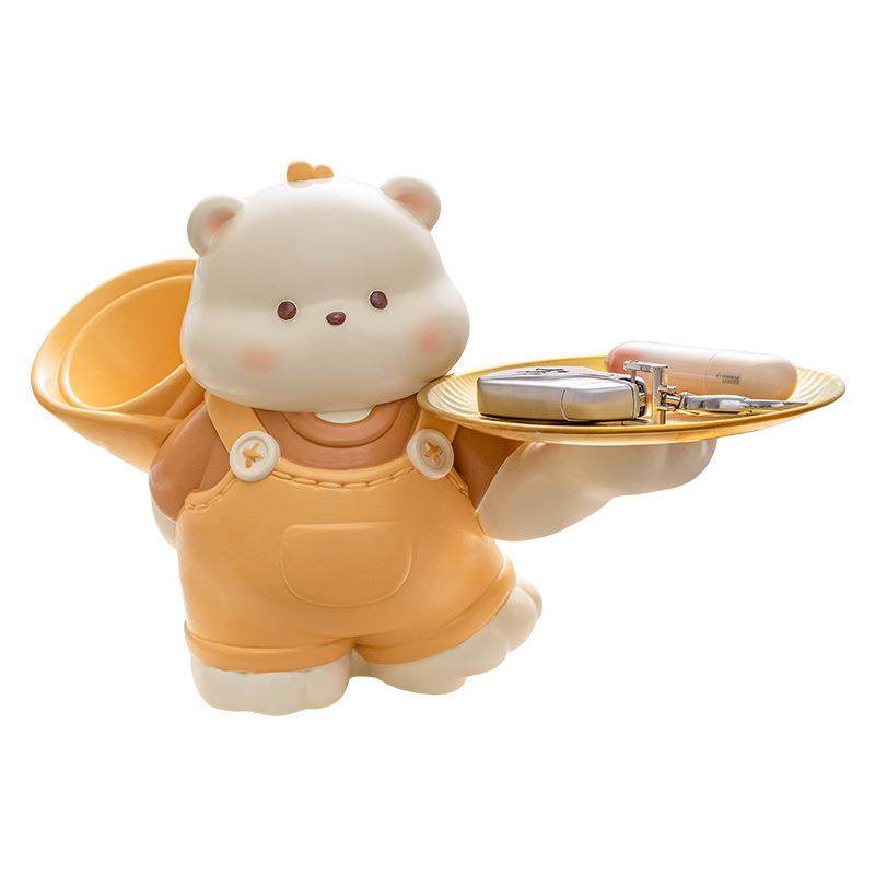 高档轻奢家居钥匙玄关收纳托盘捧花熊两用树脂摆件桌面电视柜装饰,家居饰品,装饰摆件,淘宝优惠券,粉丝福利购,淘宝优惠卷