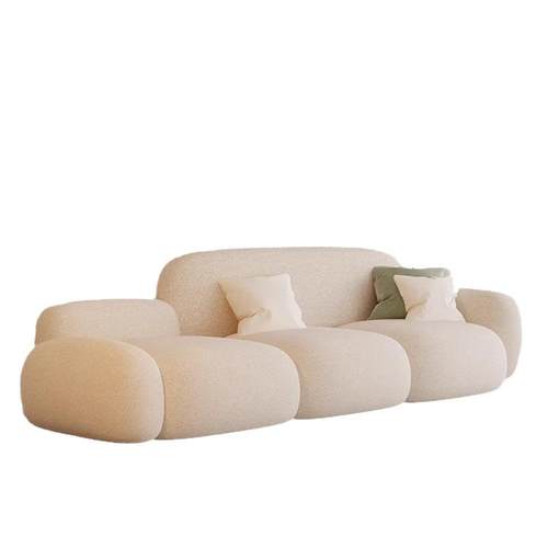 奶油风客厅简约豆腐块直排小户型轻奢美容院服装店接待云朵沙发