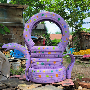 极速轮胎艺术品废旧轮胎改造创意花盆幼儿园景观卡通造型彩绘轮胎