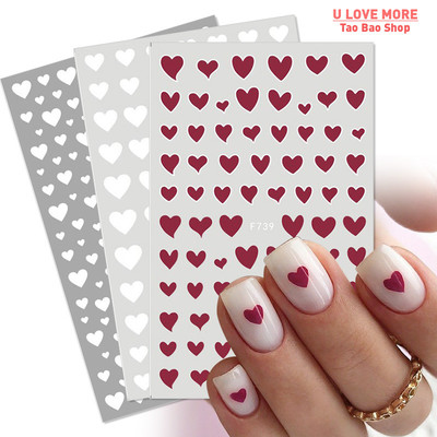 1PC 3D Nail Stickers Black Heart Love Self-Adhesive Slider L