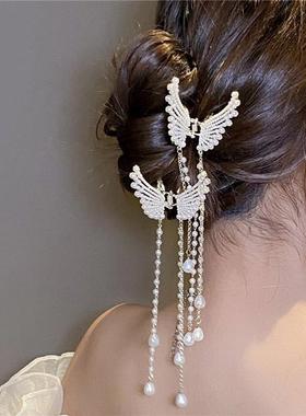 1PCPearl Tasse Butterfl yHair Claw Vintag e Long PenFXAldant