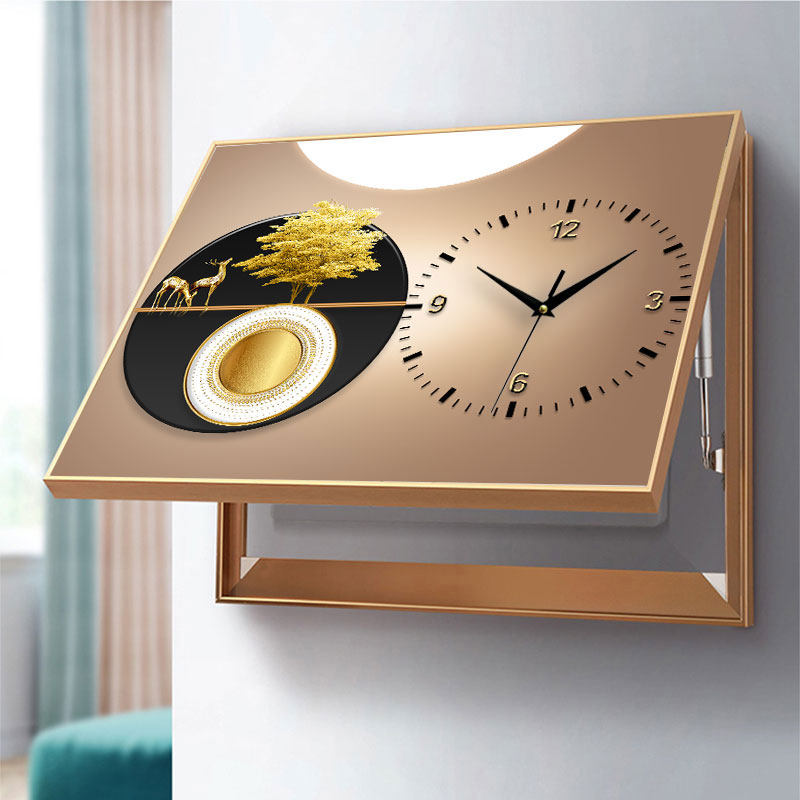 电箱遮挡电表箱装饰画带钟表免打孔挂画客厅挂钟画现代轻奢创意新