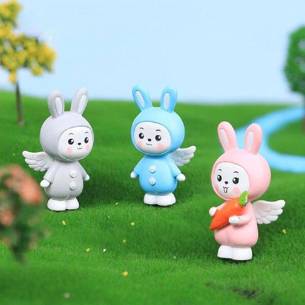 4Pcs/Set Rabbit Ornament Shatter-proof Collectible Bunny