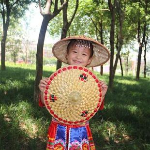 竹编织手工斗笠帽子儿童成人女凤梨舞蹈帽表演舞蹈用演出道具帽