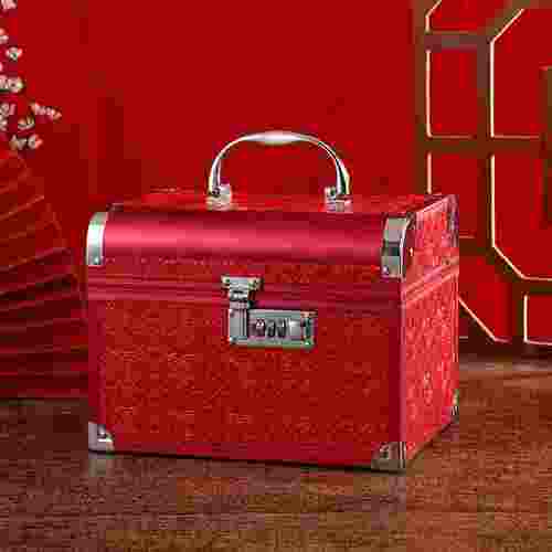 彩礼箱大号玫瑰喜庆婚庆首饰盒手提箱铝箱订婚结婚陪嫁箱密码锁