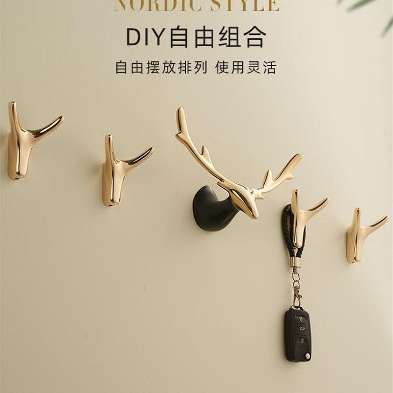 衣服挂钩壁挂墙壁衣柜浴室挂衣钩进门玄关全铜墙上免打孔毛巾衣帽