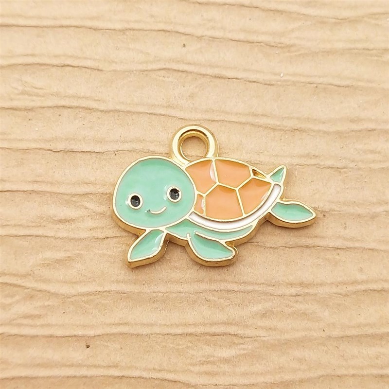 10pcs Enamel Sea Turtle Charm for Jewelry Making Supplies Bu