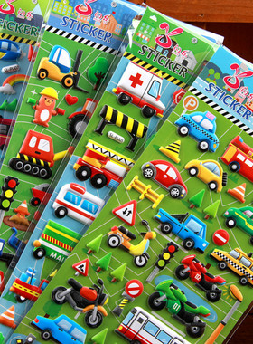 6 Sheets 3D Bubble Sticker Car Truck Plane Traffic Waterproo
