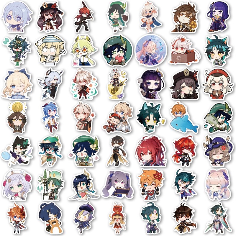 50/100pcs Cute Genshin Impact Stickers Anime Game Decals Sti