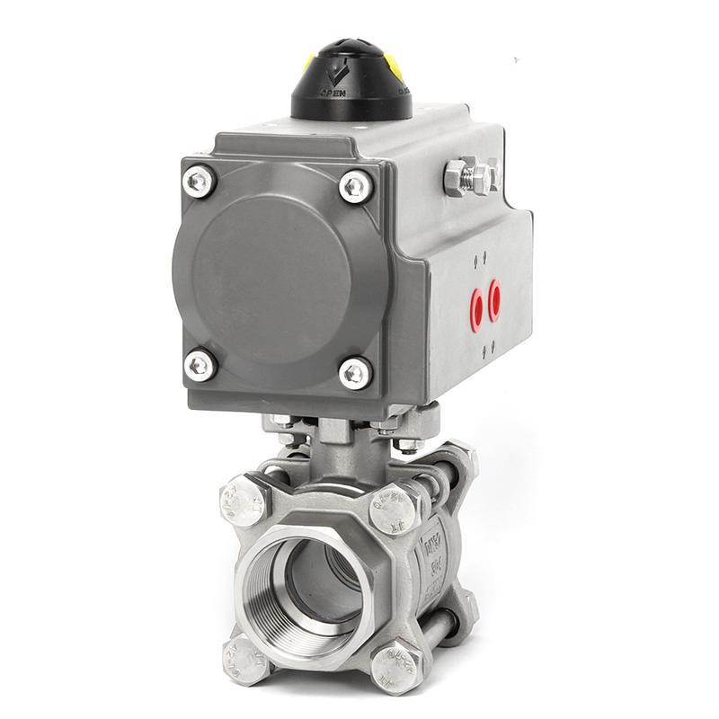 新品丝扣不锈钢气动球阀304内螺纹高温三片式AT/GQT执行器快开Q61