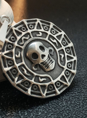 海盗金币-古法钛钢骷髅男款项链