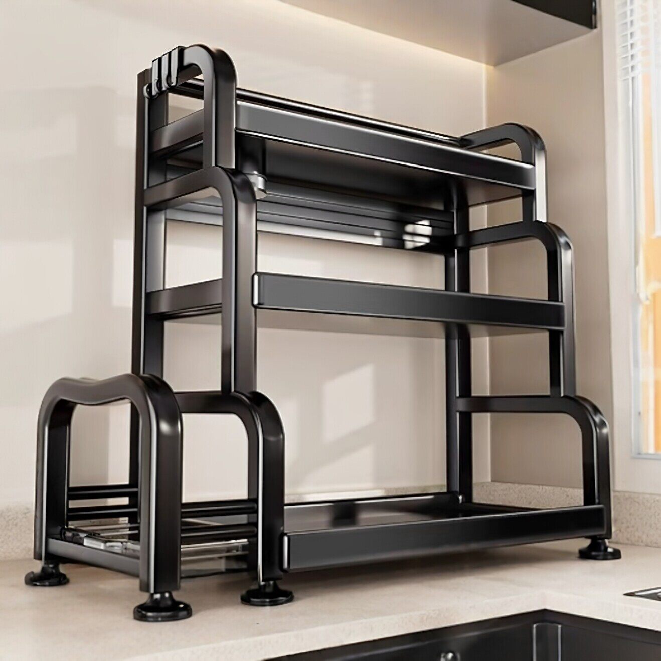 厨房置物架置物架多功能调料品架厨房盐调味罐收纳盒台面调料架子