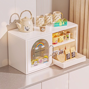 杯架防尘奶油风杯子收纳架子家用餐桌水杯咖啡展示架餐边柜置物架