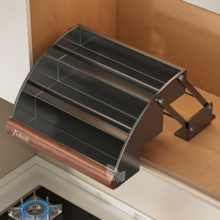 吊柜升降拉篮厨房橱柜内上下拉式调味拉篮顶柜分层伸缩收纳置物架