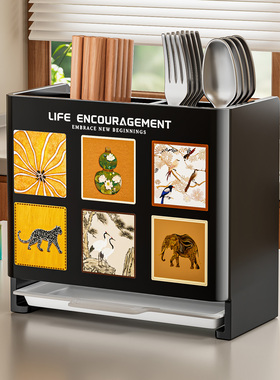 厨房壁挂置物架免打孔架勺叉筷子篓筷托筷子笼餐具筷子筒沥水收纳