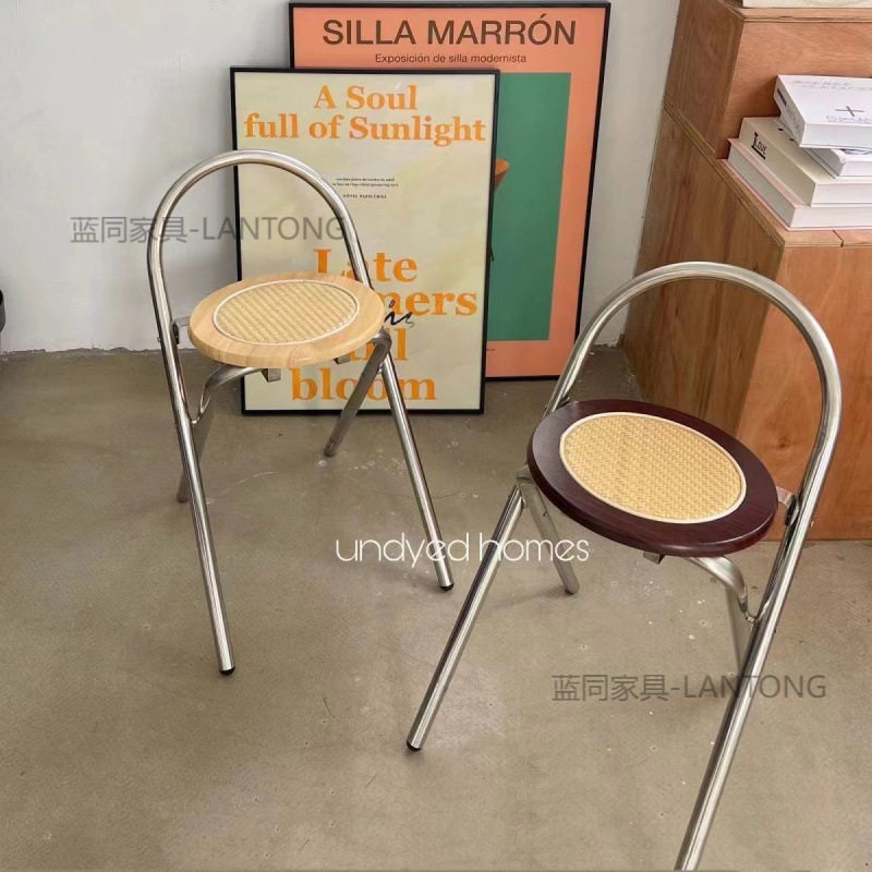 中古设计师家用餐椅卧室简约网红拍照轻奢靠椅法式靠背可折叠椅子