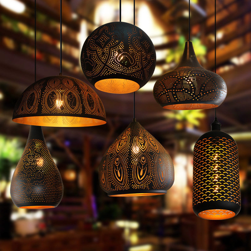 美式铁艺复古餐厅灯loft工业风吊灯个性吧台饭店镂空鱼鳞装饰灯具