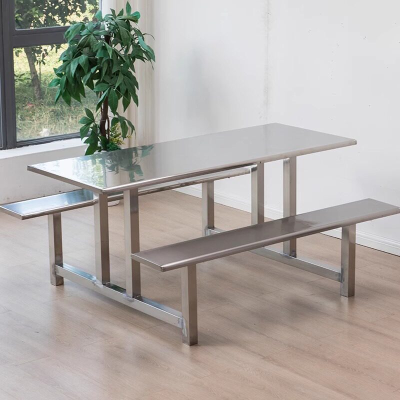 批发不锈钢食堂餐桌椅学校学生员工饭堂工厂组合 4人6人8人餐桌椅