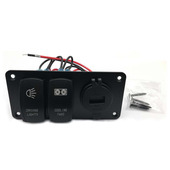 5PIN双绿灯ON OFF开关 黑色铝面板开关组合 DS2024绿灯车充