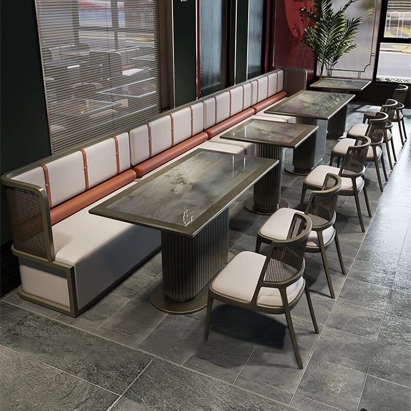 日式餐厅实木藤编卡座沙发饭店烤鱼店火锅店桌椅组合餐饮家具商用