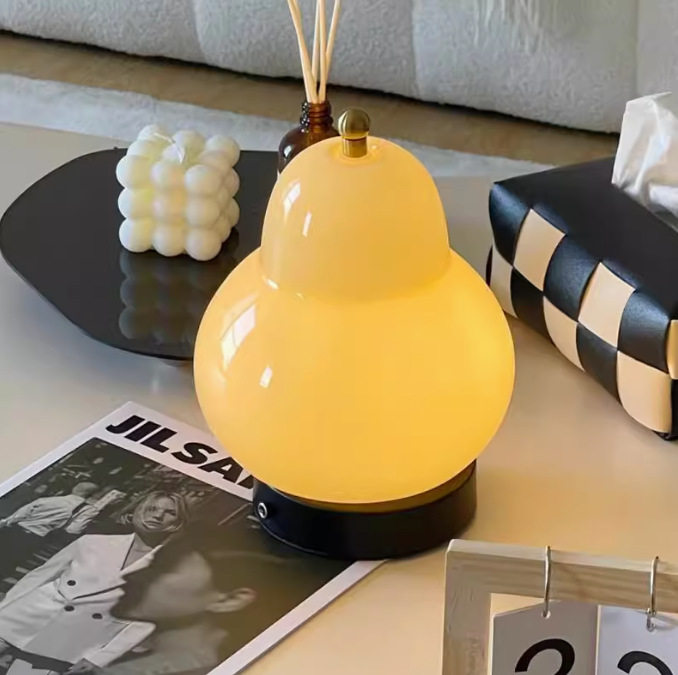 奶油梨子台灯网红高级感中古风卧室床头灯玻璃充电触摸便携小夜灯,橡塑材料及制品,其他塑料制品,淘宝优惠券,粉丝福利购,淘宝优惠卷