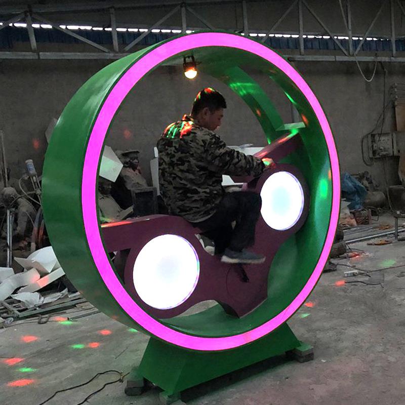 不锈钢动感自行车身景发区互动脚踏光喷泉单装车置健娱yk0610-1乐