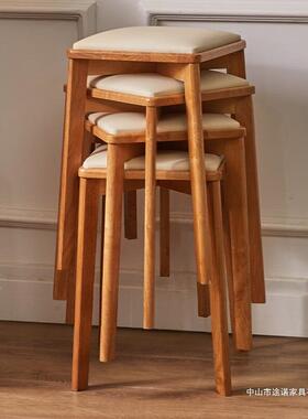 实木凳软子家餐凳可叠放椅子方凳高凳包板86029凳餐桌凳用