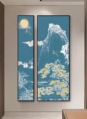 入户玄关装饰画走廊道新40799中式墙山水挂画公室过茶办室两联竖