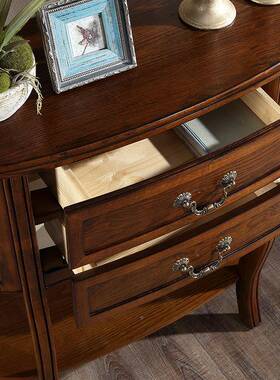 美式全实木玄桌ZG-59915进柜入户靠墙过道关半圆弧形墙边客厅走廊