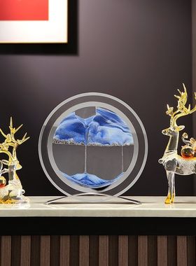 新中式创意招财鹿流沙画客厅电视柜酒柜摆件家居装饰