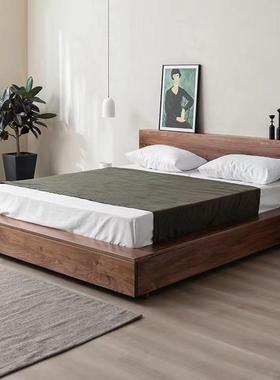 北美黑胡桃木榻榻米木床现代简约高箱床储.66922物双实人床主卧15