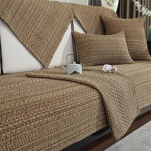 新中式棉麻亚沙发沙垫2025新款防四季通WJP用滑加厚麻夏天发套罩