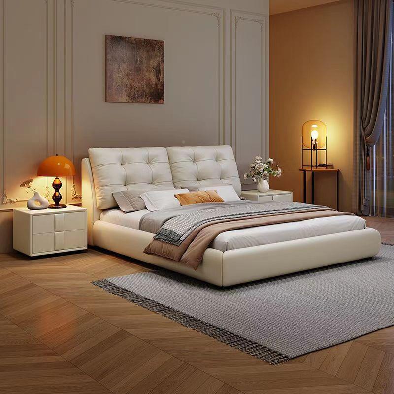 极风简式双人意云皮床主XJQ卧床现代简约朵软包婚床轻奢风舒适双