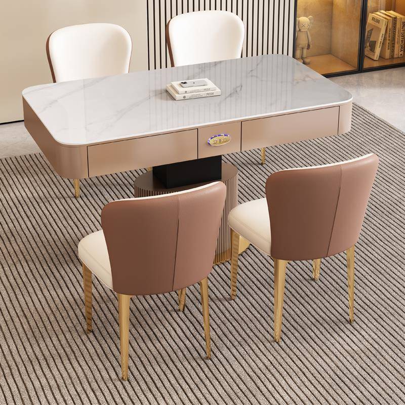 轻奢电升降岩板茶客厅小户F77T68HS型家用多能餐功桌椅书桌智能动