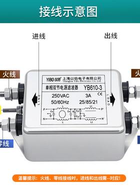 以m伯ei单相电源滤波器2干20V抗扰双级增强型交流净化流电YBFGB61