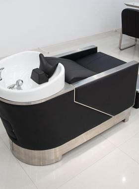 网红半发躺水式不锈钢洗头43440理发床店专用网红廊冲床美发店陶