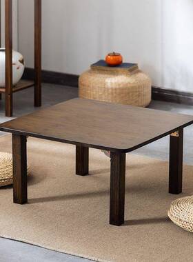 折叠炕桌木实方桌楠竹榻米正KCQ方形吃饭桌小茶榻习几炕上学飘窗