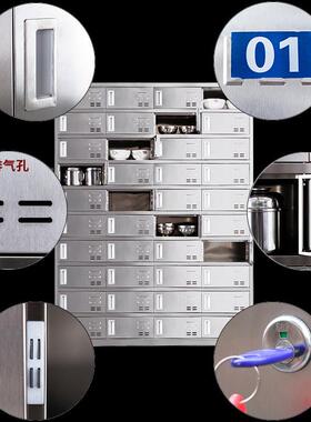 不锈钢餐盘碗柜餐厅门多碗盒饭餐盘55362柜食堂员工餐具筷柜多格储物柜