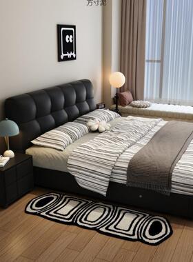 意式床主床现代物简约1.5米小户型厂家直供婚床黑色泡芙软包床储