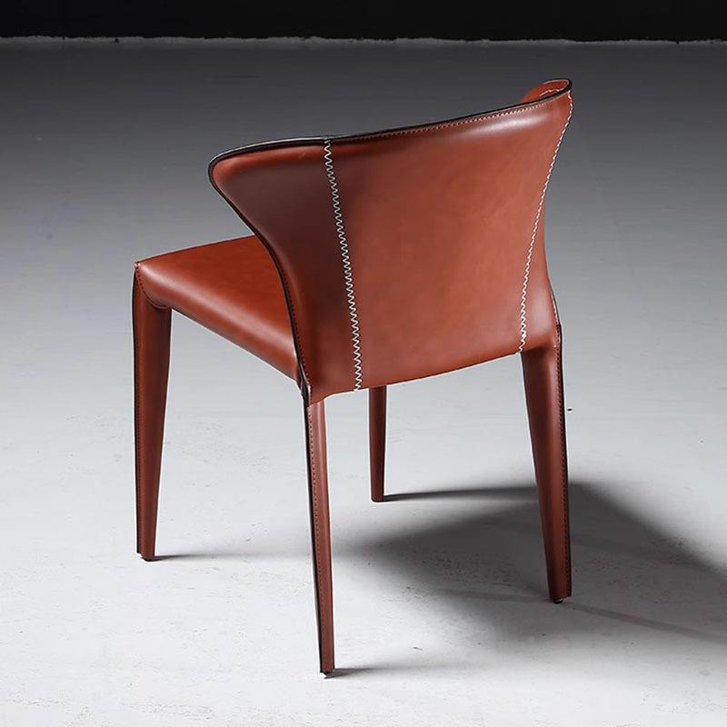 组4071意式马鞍皮椅子简约家用奶风设油计师餐椅轻合奢餐极厅简餐