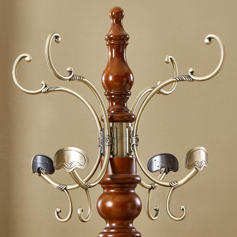 5V欧式全实木挂衣帽架架衣落地卧ZCO室厅美式客帽架家用大衣架简