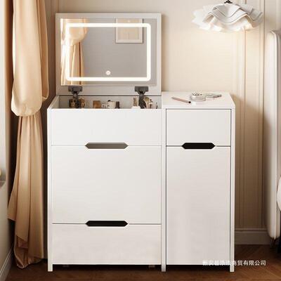 家用型梳妆台头现代简小户可翻63760盖约带灯床柜收纳柜