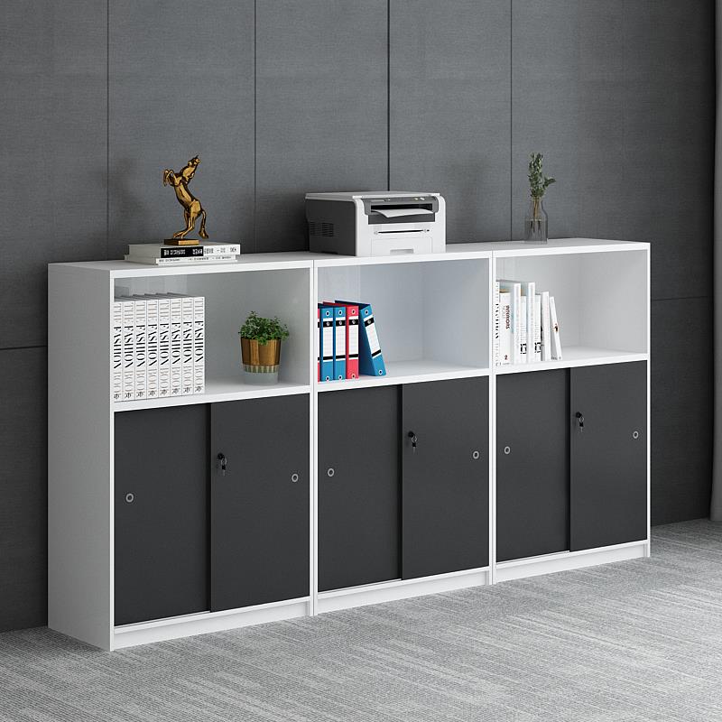 7K办公室柜矮推拉门文件柜储物隔断料收柜纳带锁落资地柜移MBJ门