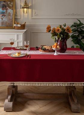 新装中式结婚喜桌布红36959色苏复古花流家用婚礼事婚房茶几长方