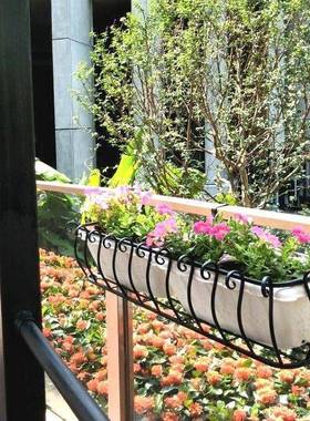 外欧式挂栏杆花架护栏悬挂花架铁54355艺阳台多肉式植物架室墙壁