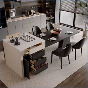 2围025网红爆款氛灯高岛台意档式大户型桌一体家用伸缩厨房iyKck3