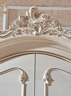 欧式衣柜四门2米收纳大柜卧室实木珠光烤漆描金别墅白色大衣橱